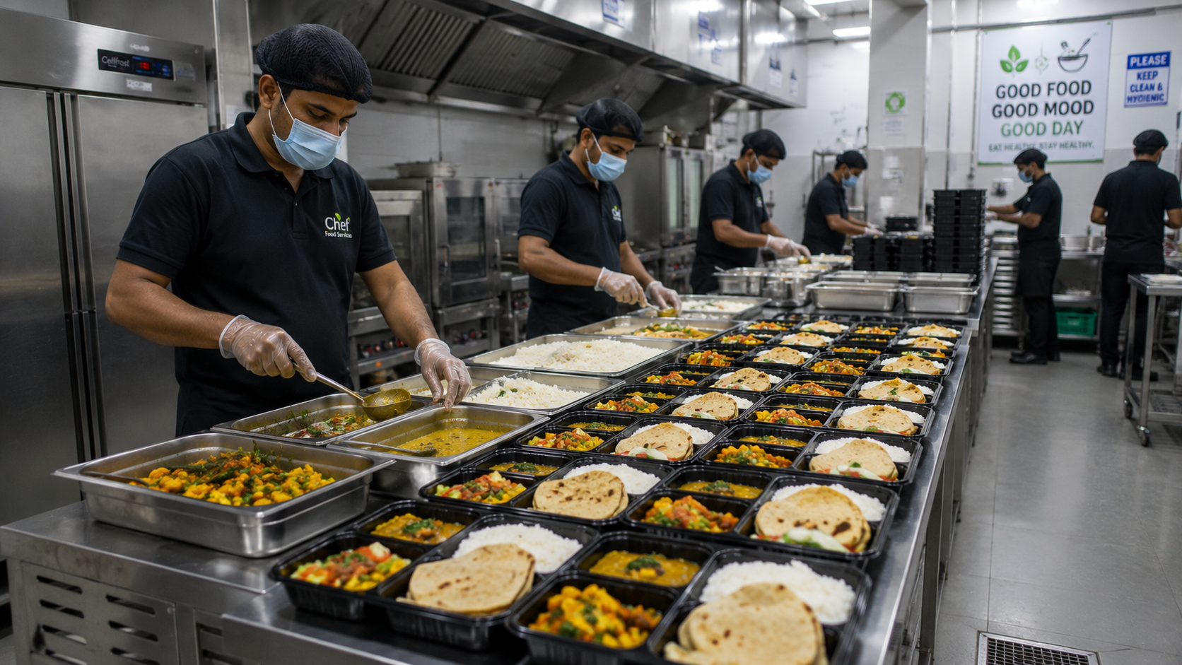 Daily meal service prepared for a workplace